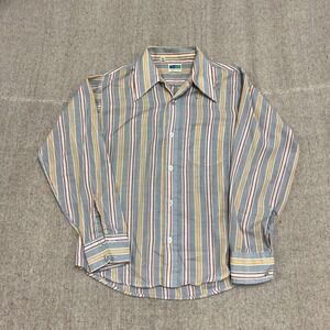 Vintage Mr Dee Cee Shirt Mens Medium Blue 70s Striped Long Sleeve